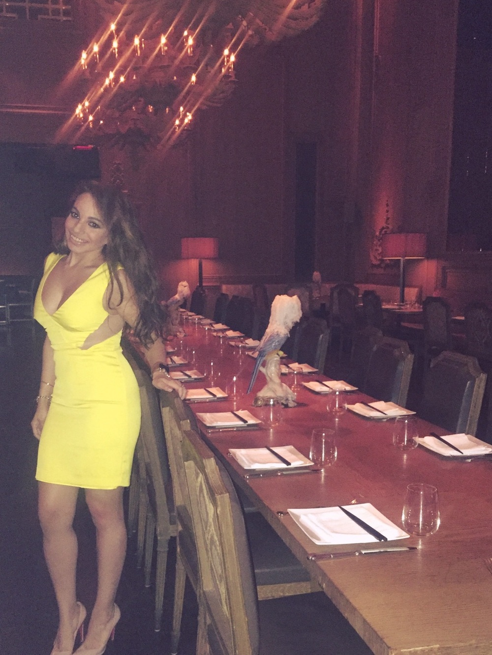 bebe Sleeveless Deep V Yellow Mini Dress